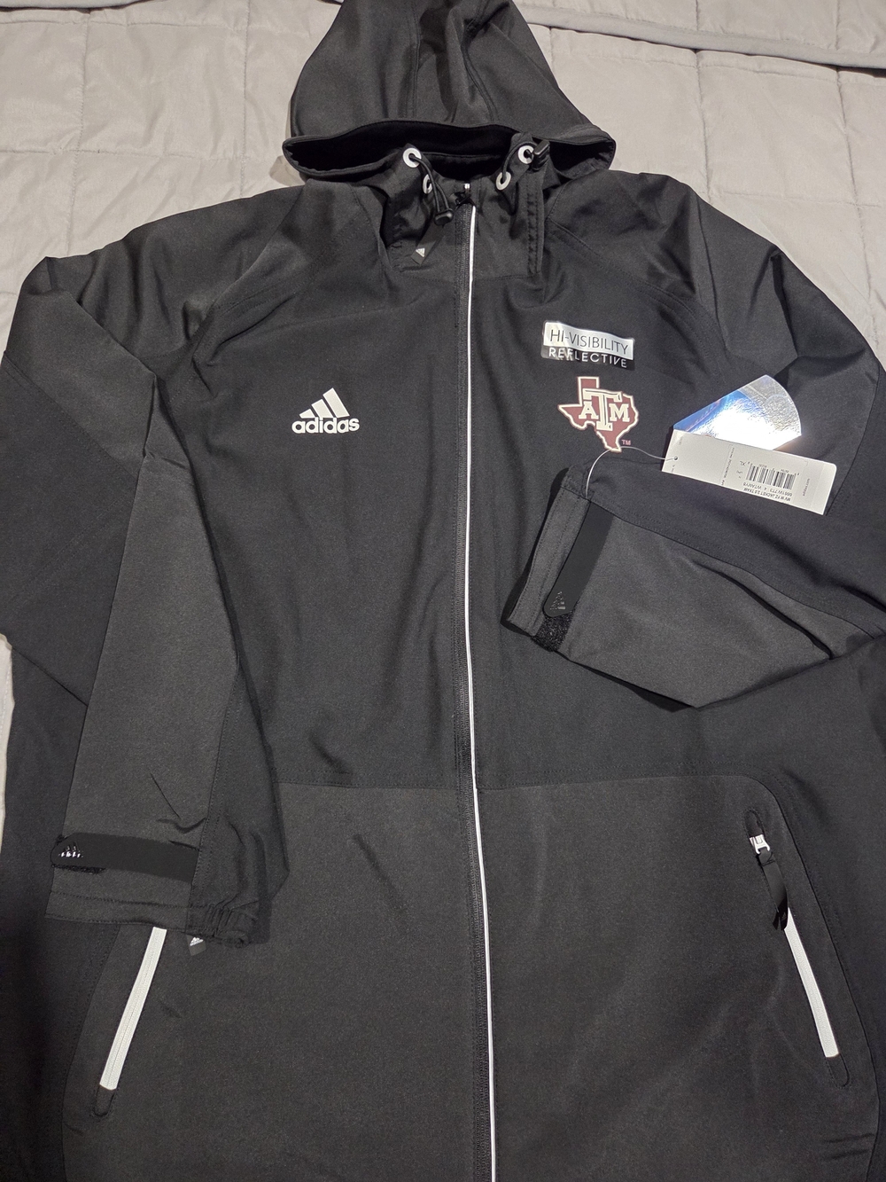 Adidas Texas A&M climalite high visibility reflective zip up jacket size XL